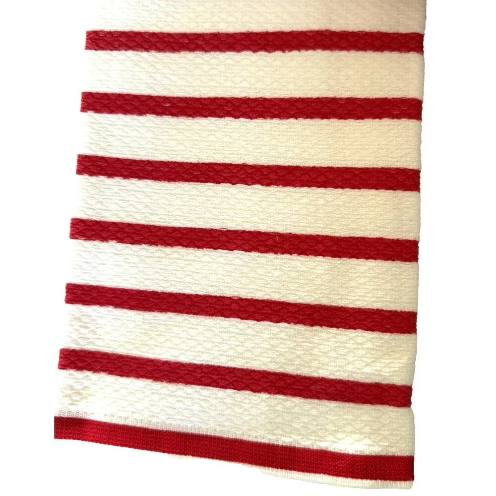 Kate Spade Kitchen Dish Towels Strawberries Pink White Red Cotton Set of 2